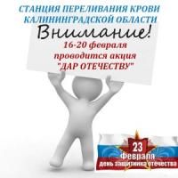 На Станции переливания крови Калининградской области пройдет ежегодный донорский марафон, посвященная Дню защитника Отечества